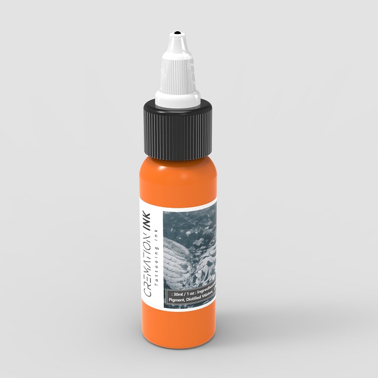 orange cremation tattoo ink